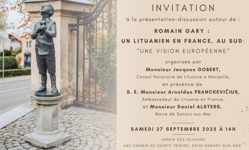 Invitation à une discussion culturelle à Sanary-sur-Mer – Romain Gary et la vision européenne