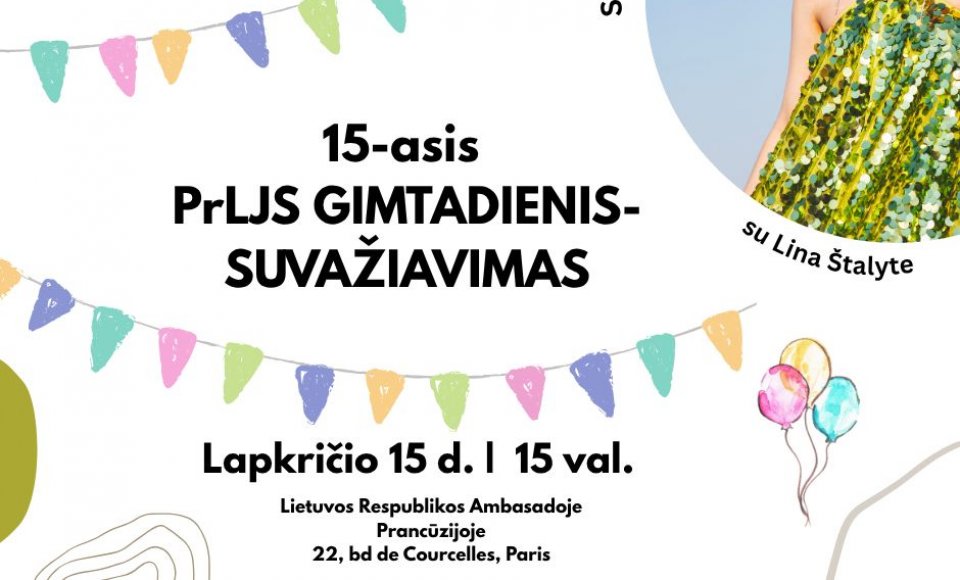 Kvietimas į Prancūzijos lietuvių jaunimo sąjungos 15-ąjį gimtadienį ir suvažiavimą